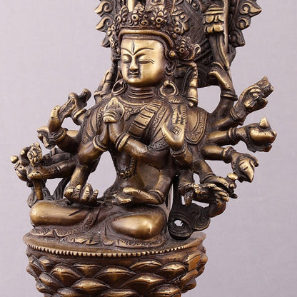 Pure Brass Buddhist Durga Mother of All Buddha's Statue – 11.5 - Budhshiv.com