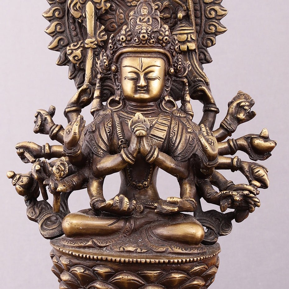 Pure Brass Buddhist Durga Mother of All Buddha's Statue – 11.5 - Budhshiv.com