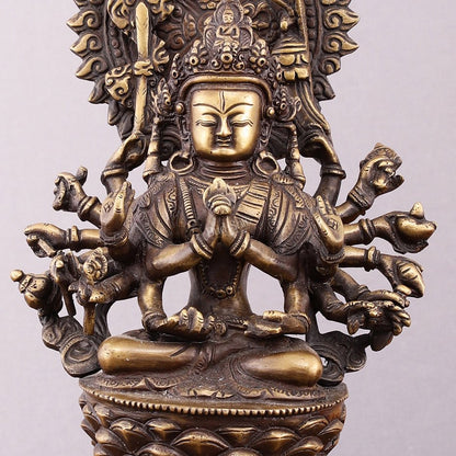 Pure Brass Buddhist Durga Mother of All Buddha's Statue – 11.5 - Budhshiv.com