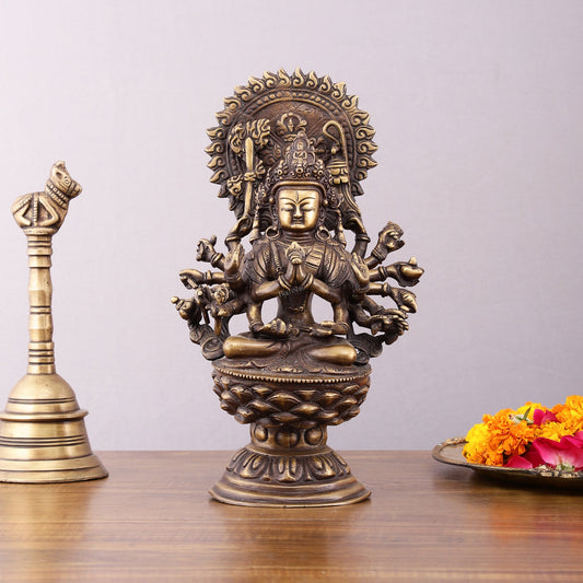 Pure Brass Buddhist Durga Mother of All Buddha's Statue – 11.5 - Budhshiv.com