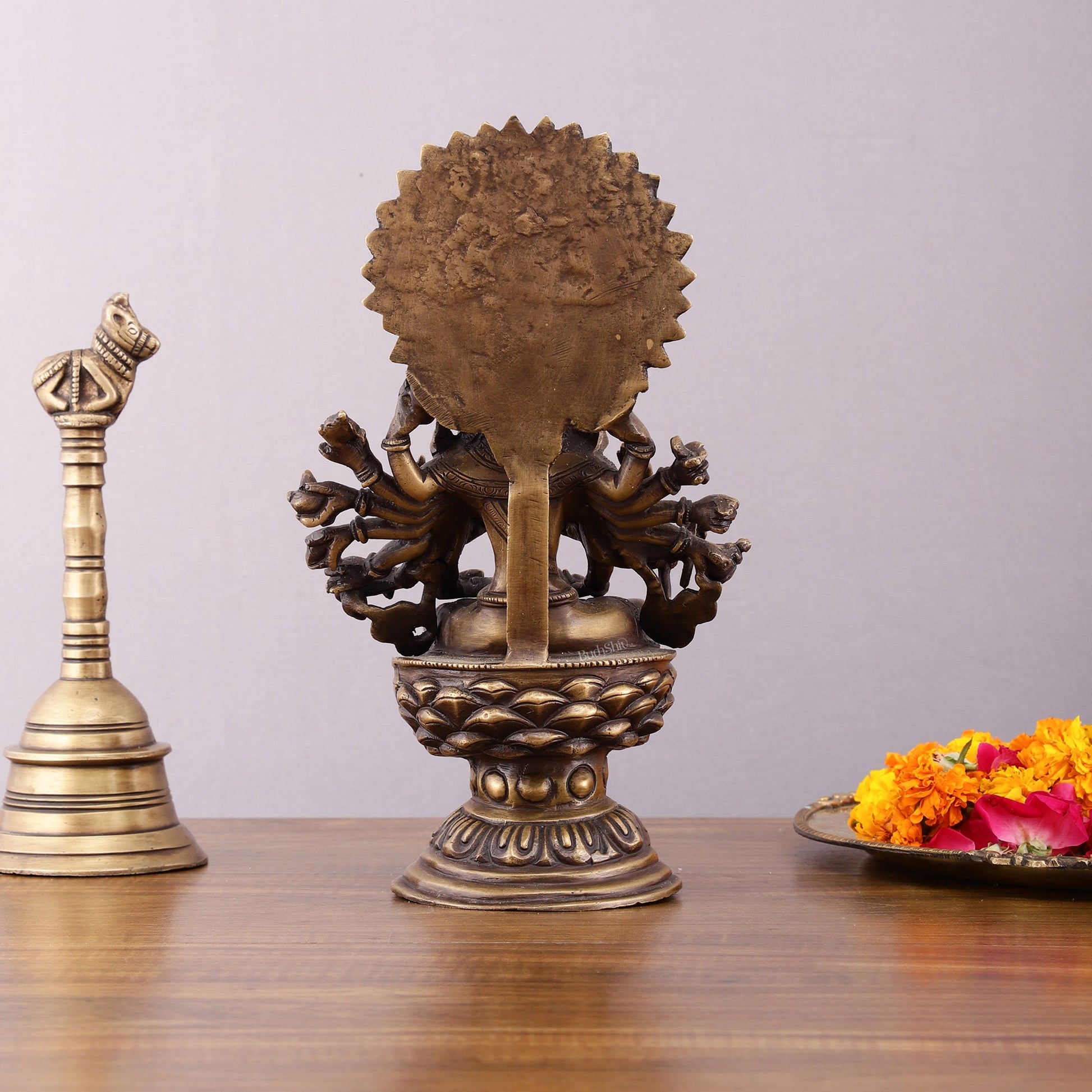 Pure Brass Buddhist Durga Mother of All Buddha's Statue – 11.5 - Budhshiv.com