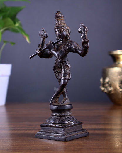 Pure Brass Charbhuja Krishna (Vishnu Roopam) Idol 6" - Budhshiv.com