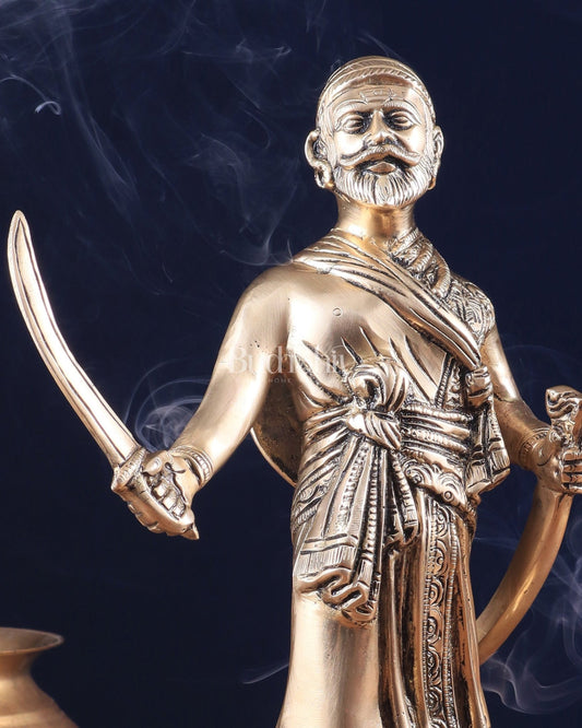Pure Brass Chhatrapati Shivaji Maharaj Sculpture 12.5" - Budhshiv.com