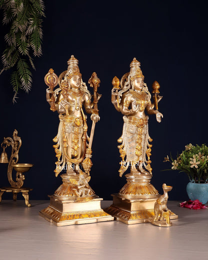 Pure Brass Chola Style Vishnu Set – Vishnu with Garuda & Lakshmi | 14 Inch - Budhshiv.com