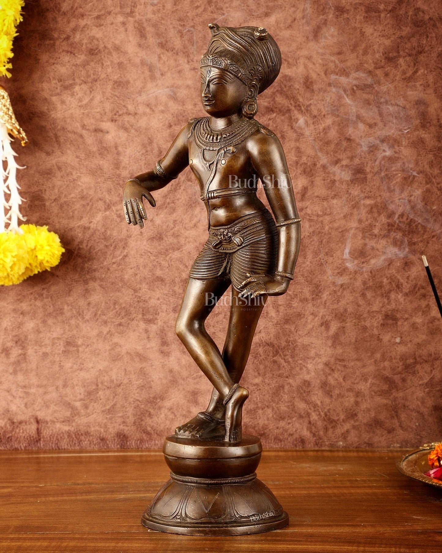 Pure Brass Chola - Style vrishava vahan Shiva Statue – Shirastraka Turban Design 15 inch - Budhshiv.com
