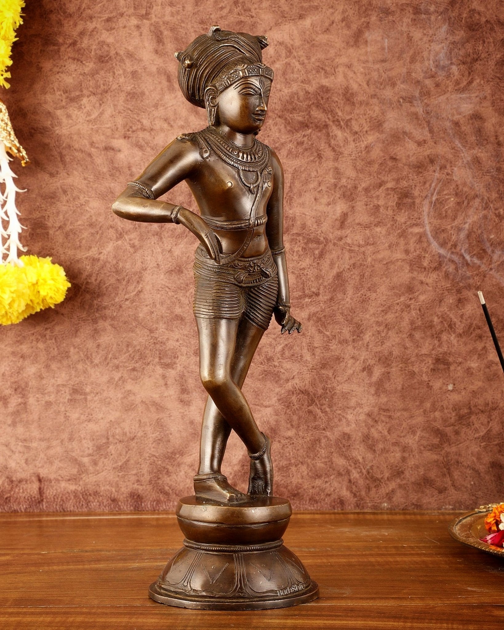 Pure Brass Chola - Style vrishava vahan Shiva Statue – Shirastraka Turban Design 15 inch - Budhshiv.com