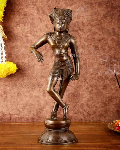 Pure Brass Chola - Style vrishava vahan Shiva Statue – Shirastraka Turban Design 15 inch - Budhshiv.com