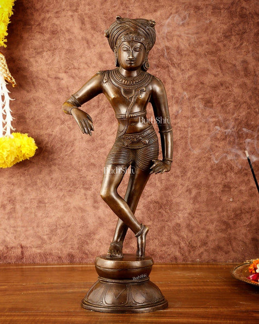 Pure Brass Chola - Style vrishava vahan Shiva Statue – Shirastraka Turban Design 15 inch - Budhshiv.com