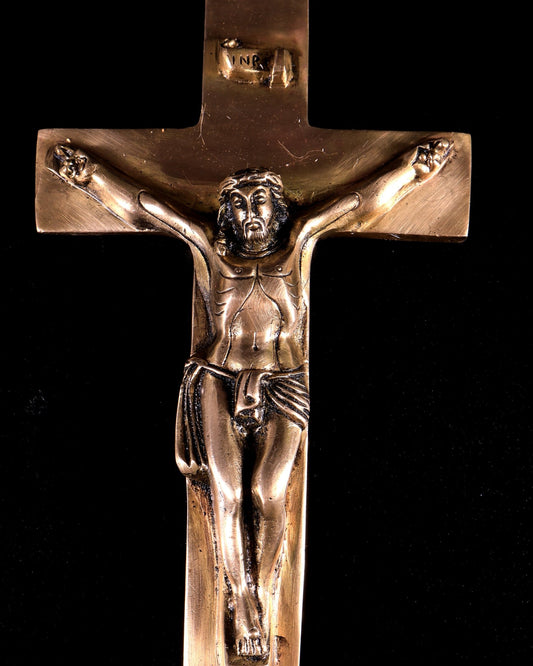 Pure brass christian Jesus on Cross Statue 10.5 inch - Budhshiv.com