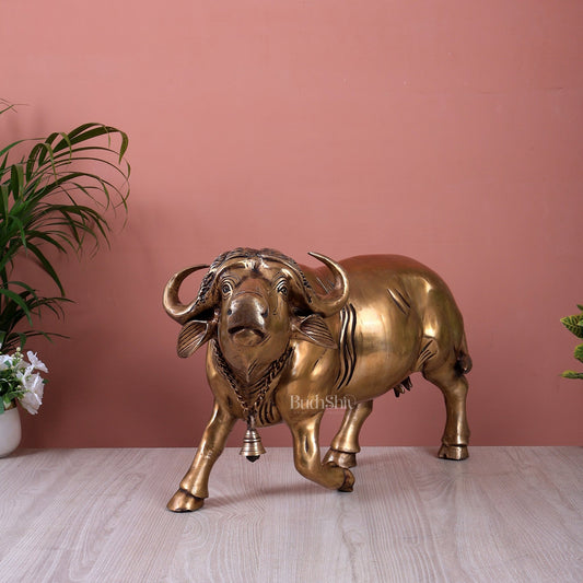 Pure Brass cow Getting Up Statue | Rare Vastu Strength & Prosperity Symbol (23 Inch) - Budhshiv.com