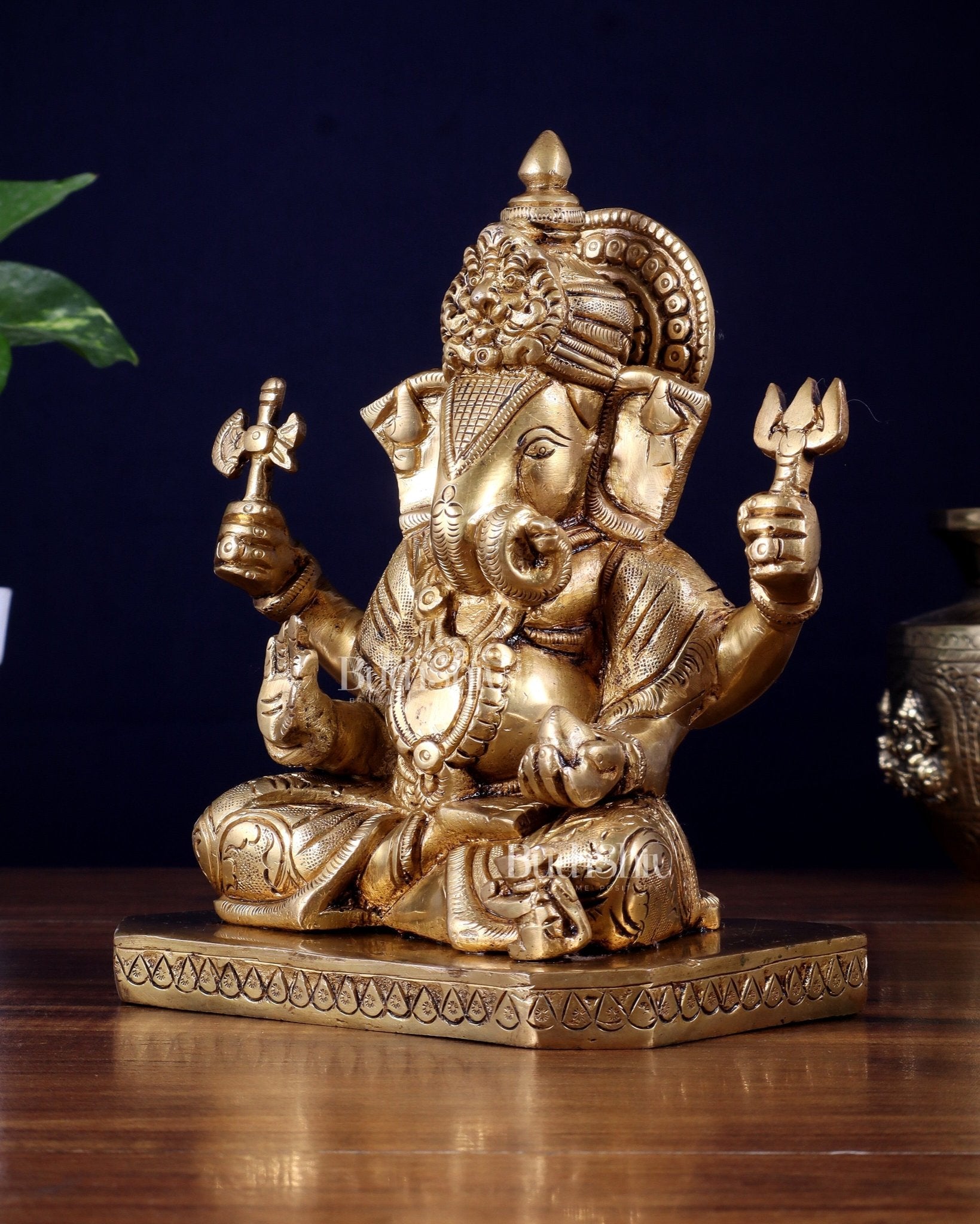 Pure Brass Dagduseth Ganapati Idol – 7 Inch - Budhshiv.com