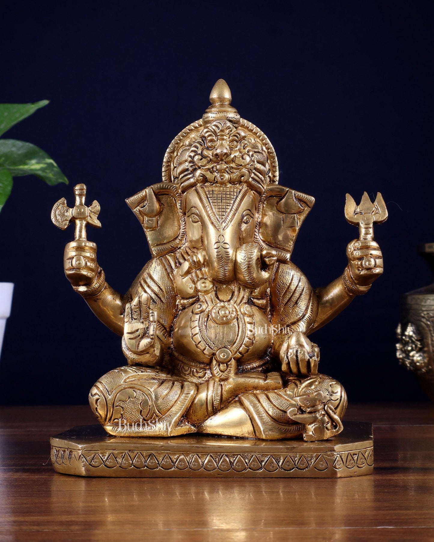 Pure Brass Dagduseth Ganapati Idol – 7 Inch - Budhshiv.com