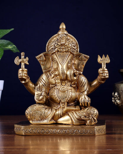 Pure Brass Dagduseth Ganapati Idol – 7 Inch - Budhshiv.com