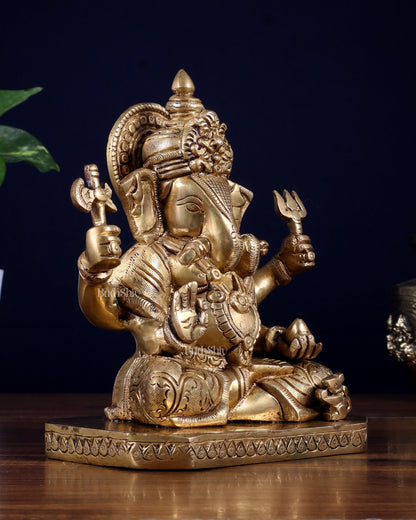 Pure Brass Dagduseth Ganapati Idol – 7 Inch - Budhshiv.com