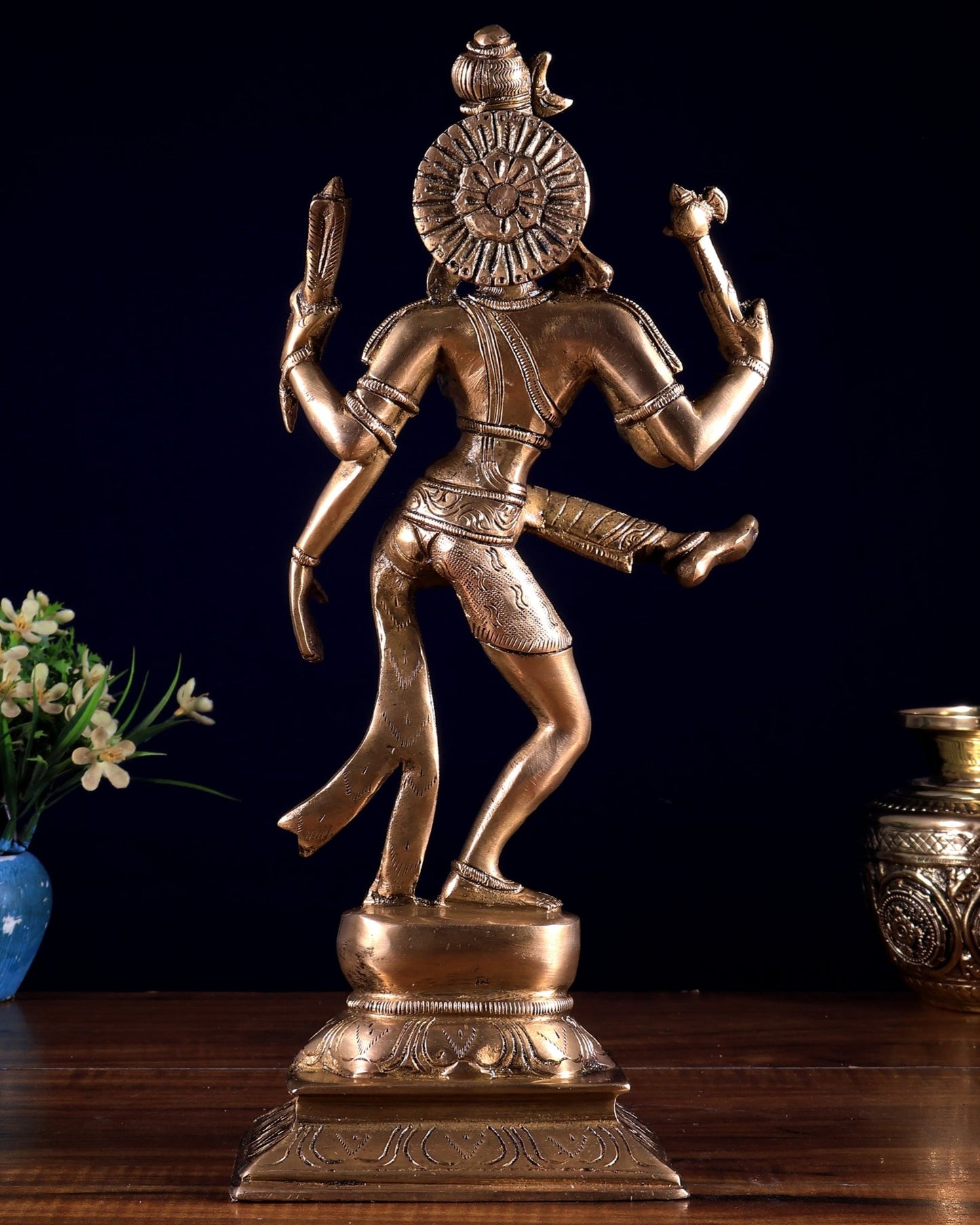 Pure Brass Dancing Ardhanarishvara Idol (Half Shiva – Half Parvati) 12.5 inch - Budhshiv.com