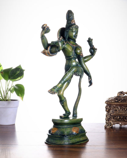 Pure Brass Dancing Ardhanarishwara Idol - 15" - Budhshiv.com