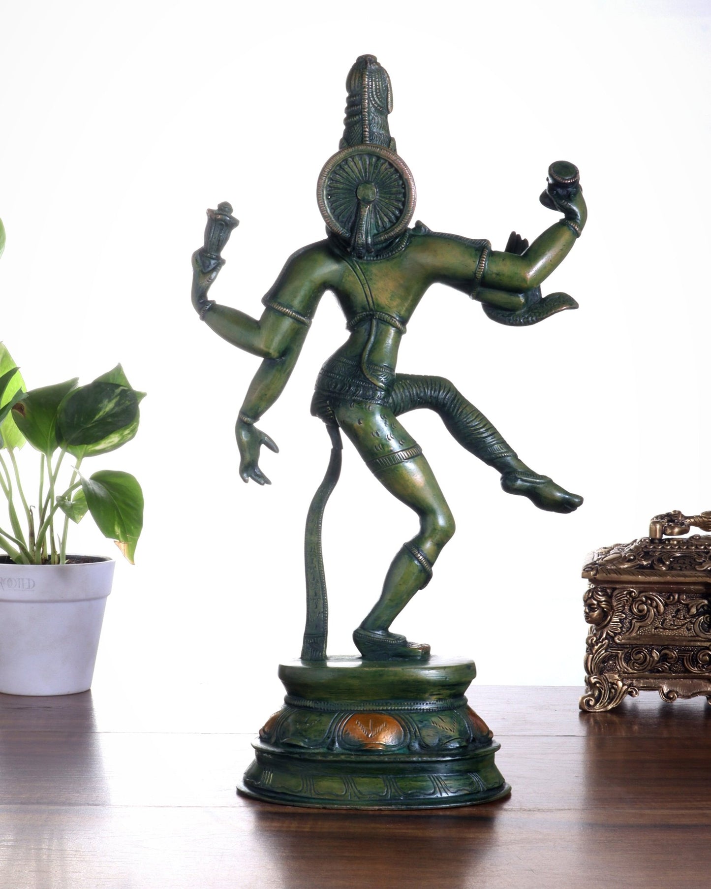 Pure Brass Dancing Ardhanarishwara Idol - 15" - Budhshiv.com