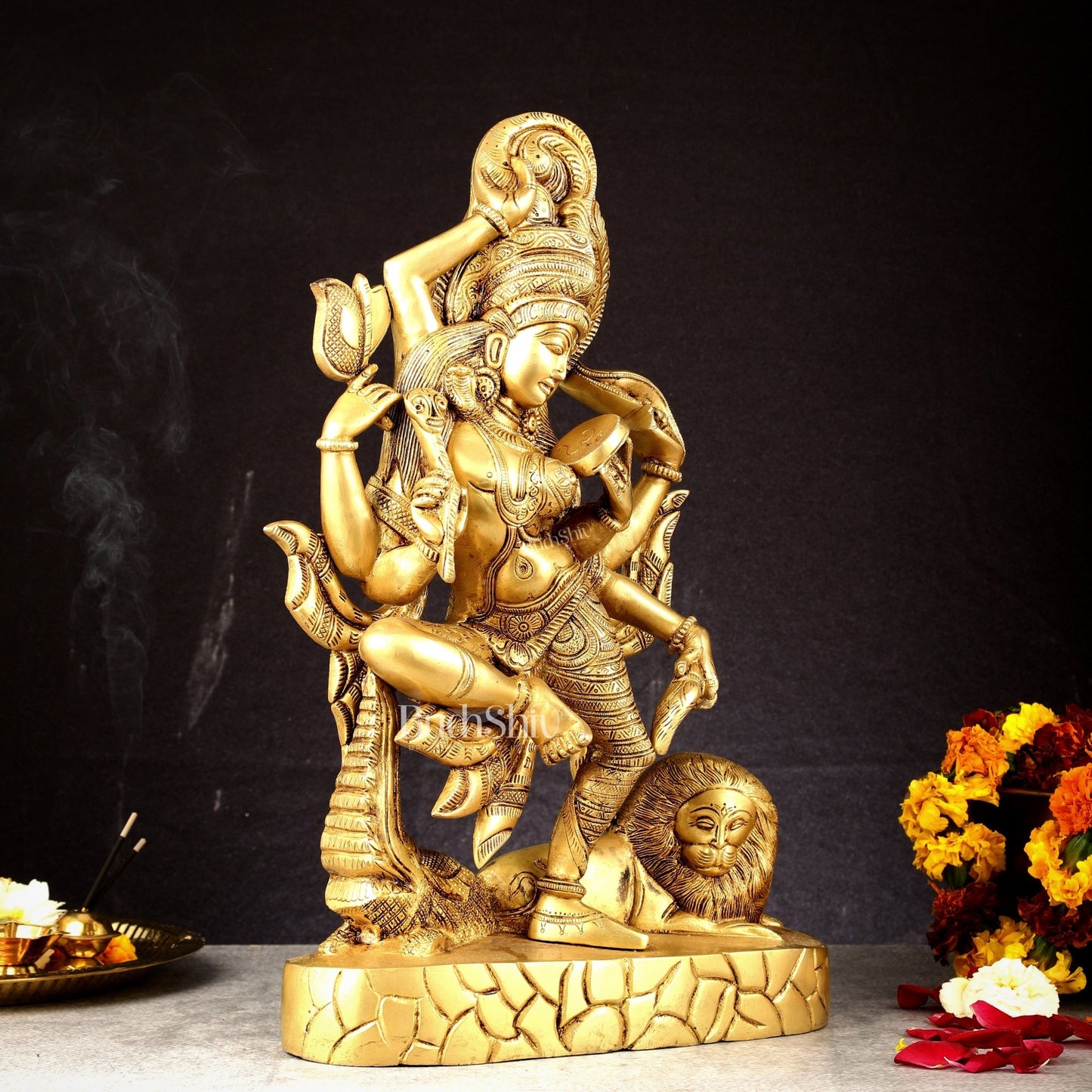 Pure Brass Dancing Ardhanarishwara Statue | Shiv Shakti as One | 16.5" - Budhshiv.com