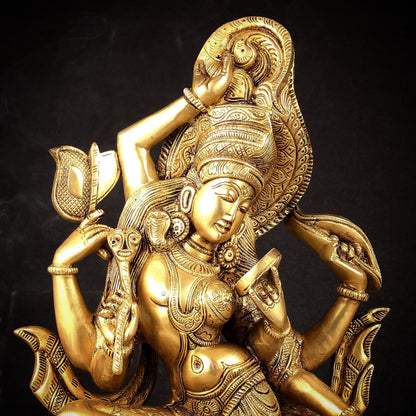 Pure Brass Dancing Ardhanarishwara Statue | Shiv Shakti as One | 16.5" - Budhshiv.com