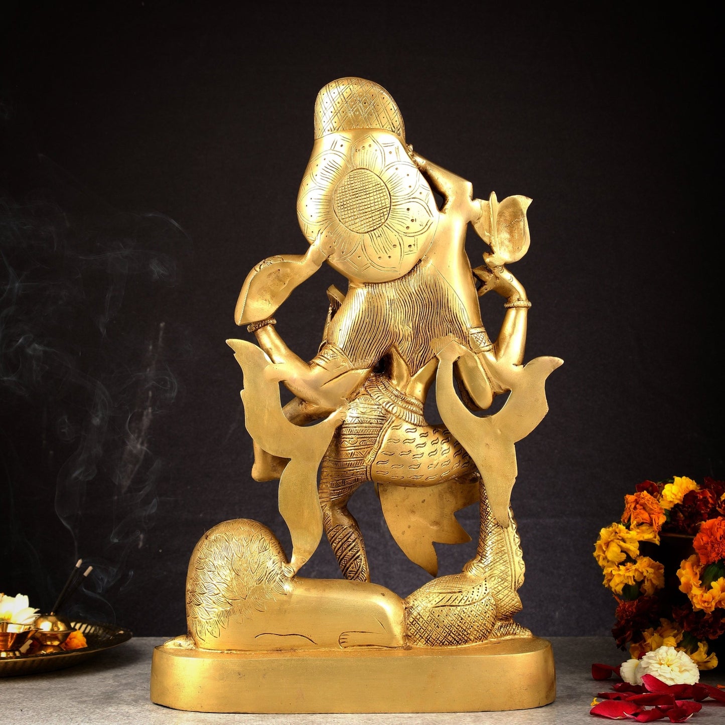 Pure Brass Dancing Ardhanarishwara Statue | Shiv Shakti as One | 16.5" - Budhshiv.com