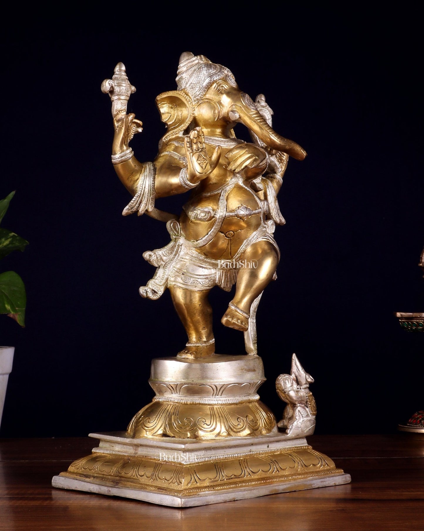 Pure Brass Dancing Ganesha (Nritya Ganapati) Statue – 12.3 Inch - Budhshiv.com