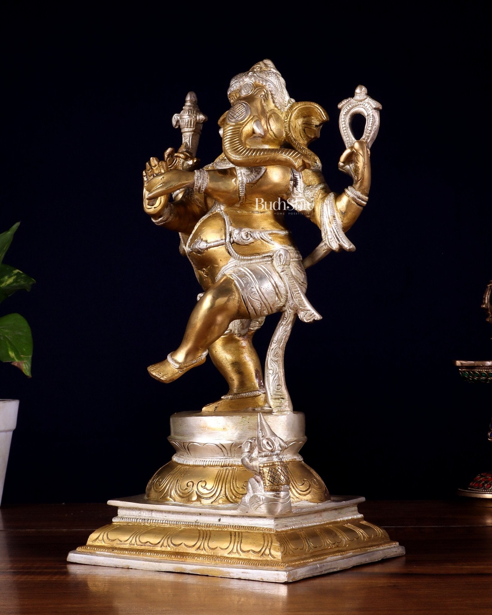 Pure Brass Dancing Ganesha (Nritya Ganapati) Statue – 12.3 Inch - Budhshiv.com