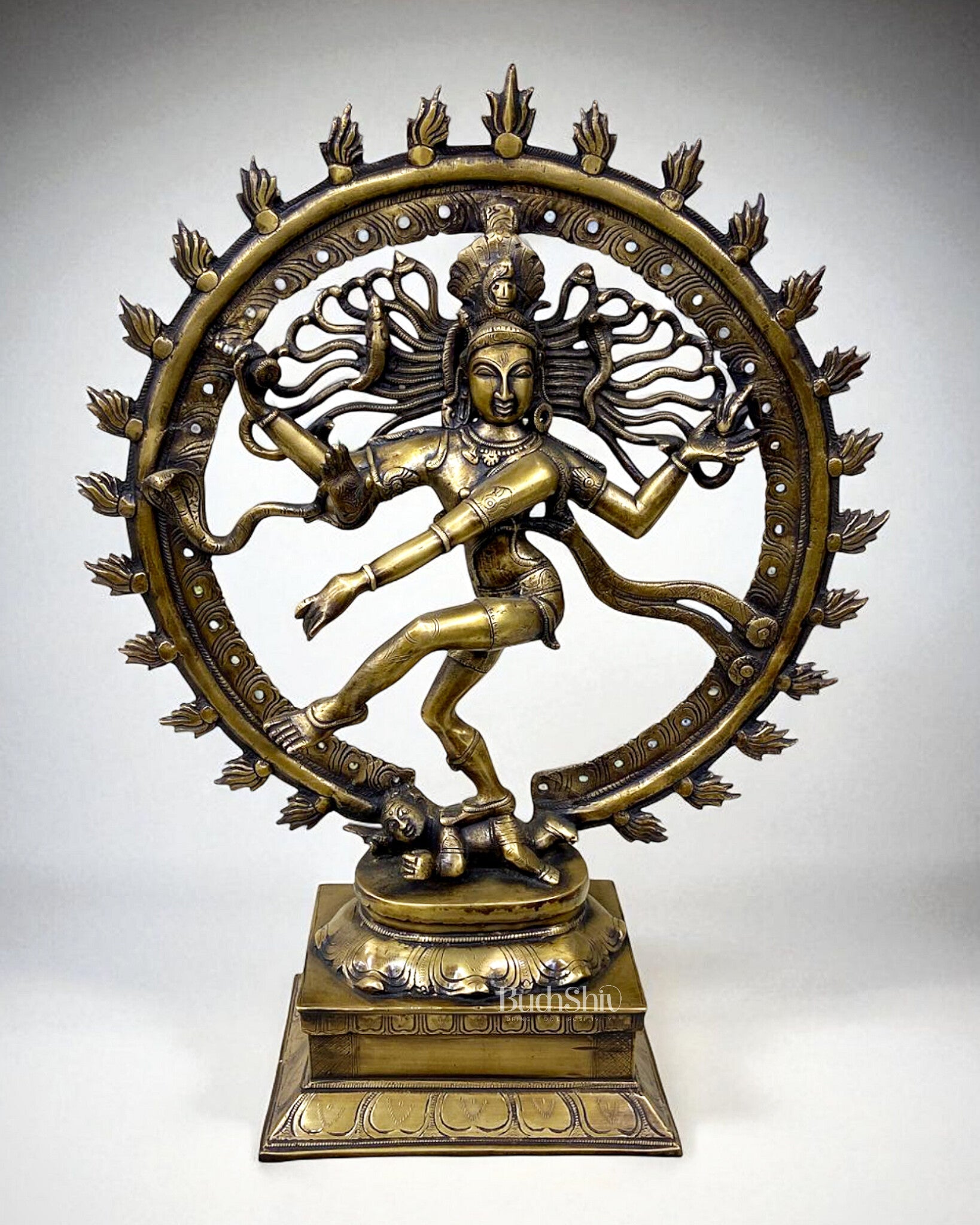 Pure Brass Dancing Shiva Nataraja Statue - Height 21" antique finish - Budhshiv.com