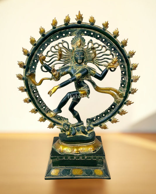 Pure Brass Dancing Shiva Nataraja Statue - Height 21" Vintage patina - Budhshiv.com