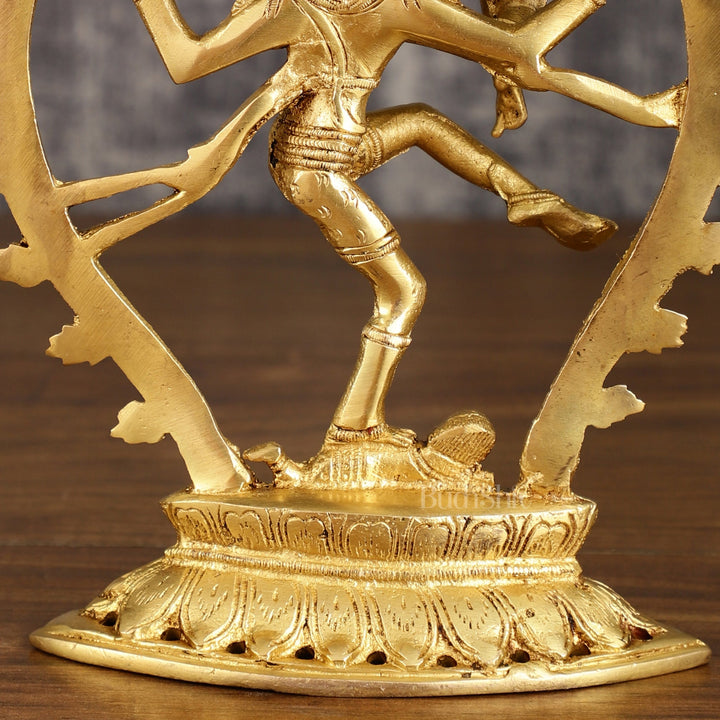 Pure Brass Dancing Shiva Nataraja with Oval Arch | 9 Inch - Budhshiv.com
