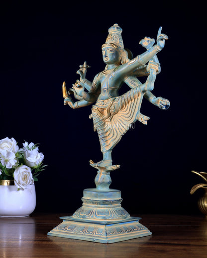 Pure Brass Dancing Vishnu avatar trivikram 16 inch - Budhshiv.com