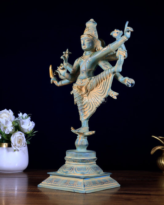 Pure Brass Dancing Vishnu avatar trivikram 16 inch - Budhshiv.com