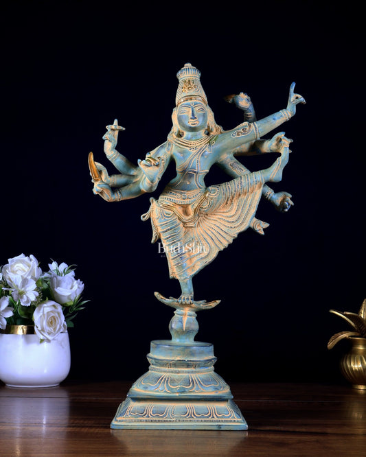 Pure Brass Dancing Vishnu avatar trivikram 16 inch - Budhshiv.com