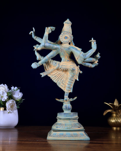 Pure Brass Dancing Vishnu avatar trivikram 16 inch - Budhshiv.com