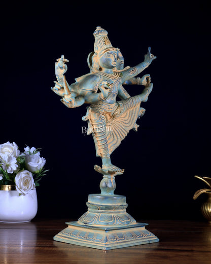 Pure Brass Dancing Vishnu avatar trivikram 16 inch - Budhshiv.com