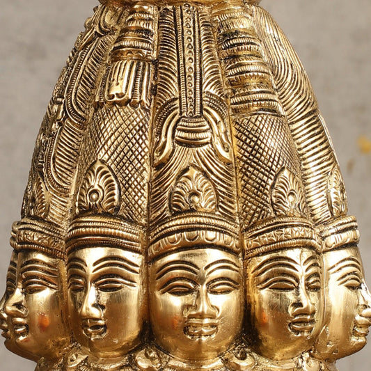 Pure Brass Dasa Shiva Sculpture with Ten Heads - 7.5" - Budhshiv.com