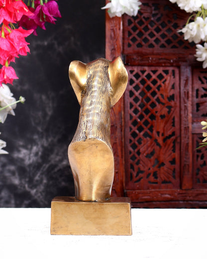 Pure Brass Decorative Dog Face Bust | Greyhound Design Table Accent Showpiece 9 inch - Budhshiv.com