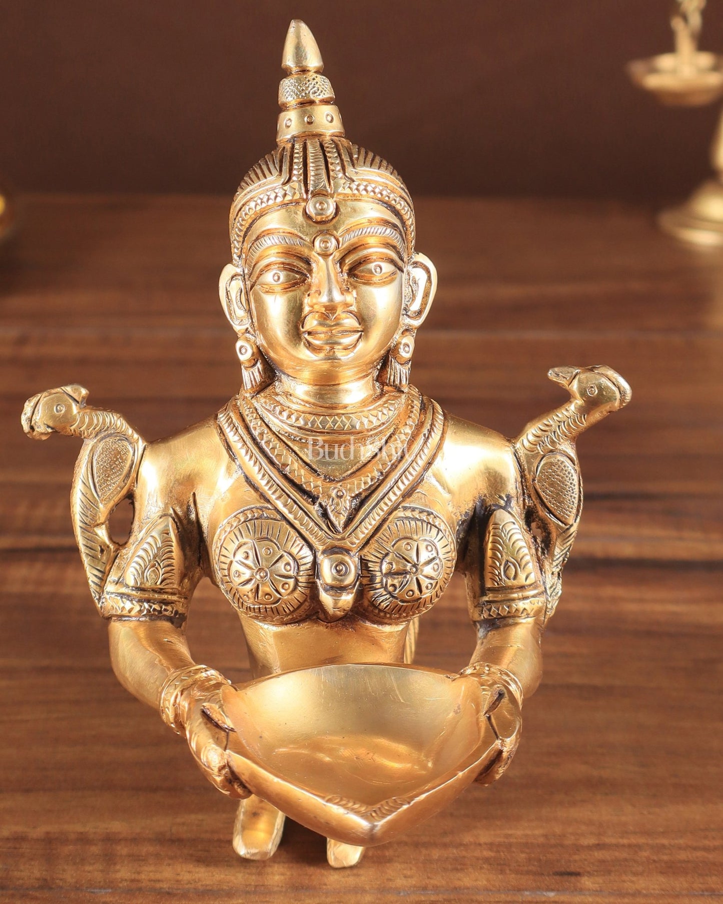 Pure Brass Deep Kanya Aarti Diya – Divine Ritual Lamp, 7" - Budhshiv.com