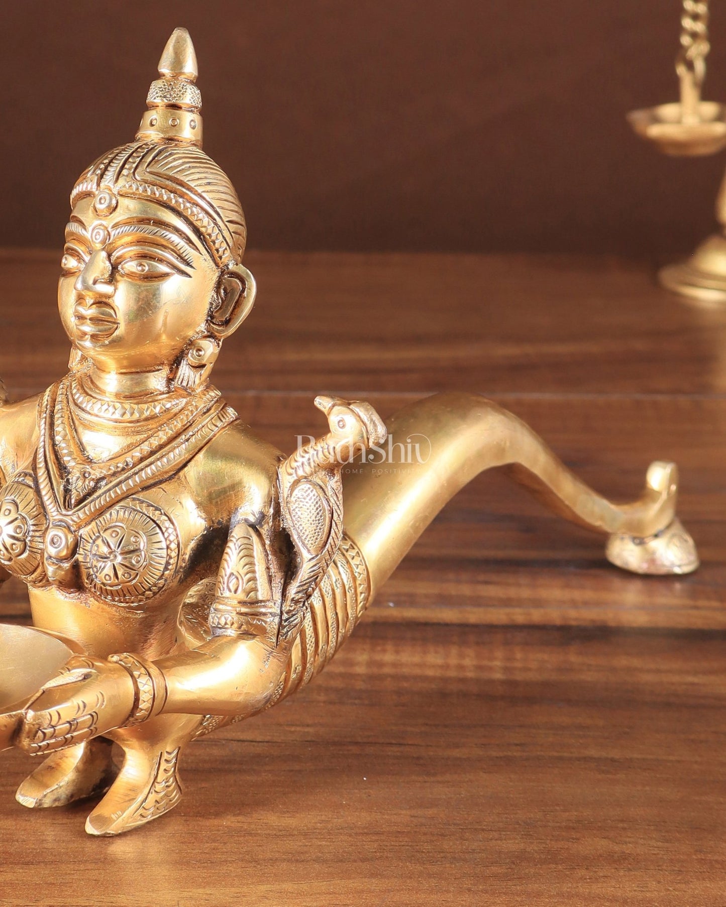 Pure Brass Deep Kanya Aarti Diya – Divine Ritual Lamp, 7" - Budhshiv.com