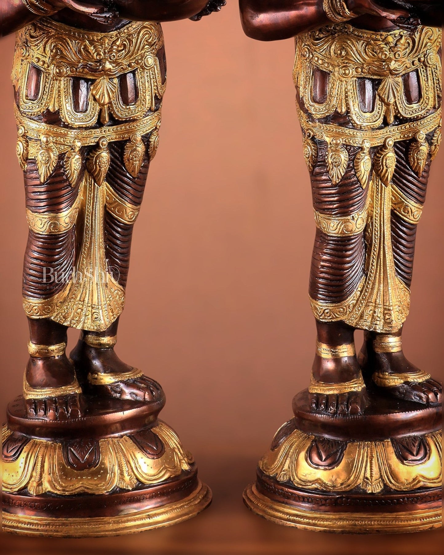 Pure Brass Deep Lady Pavaai Vilakku in dual - tone 32" - Budhshiv.com