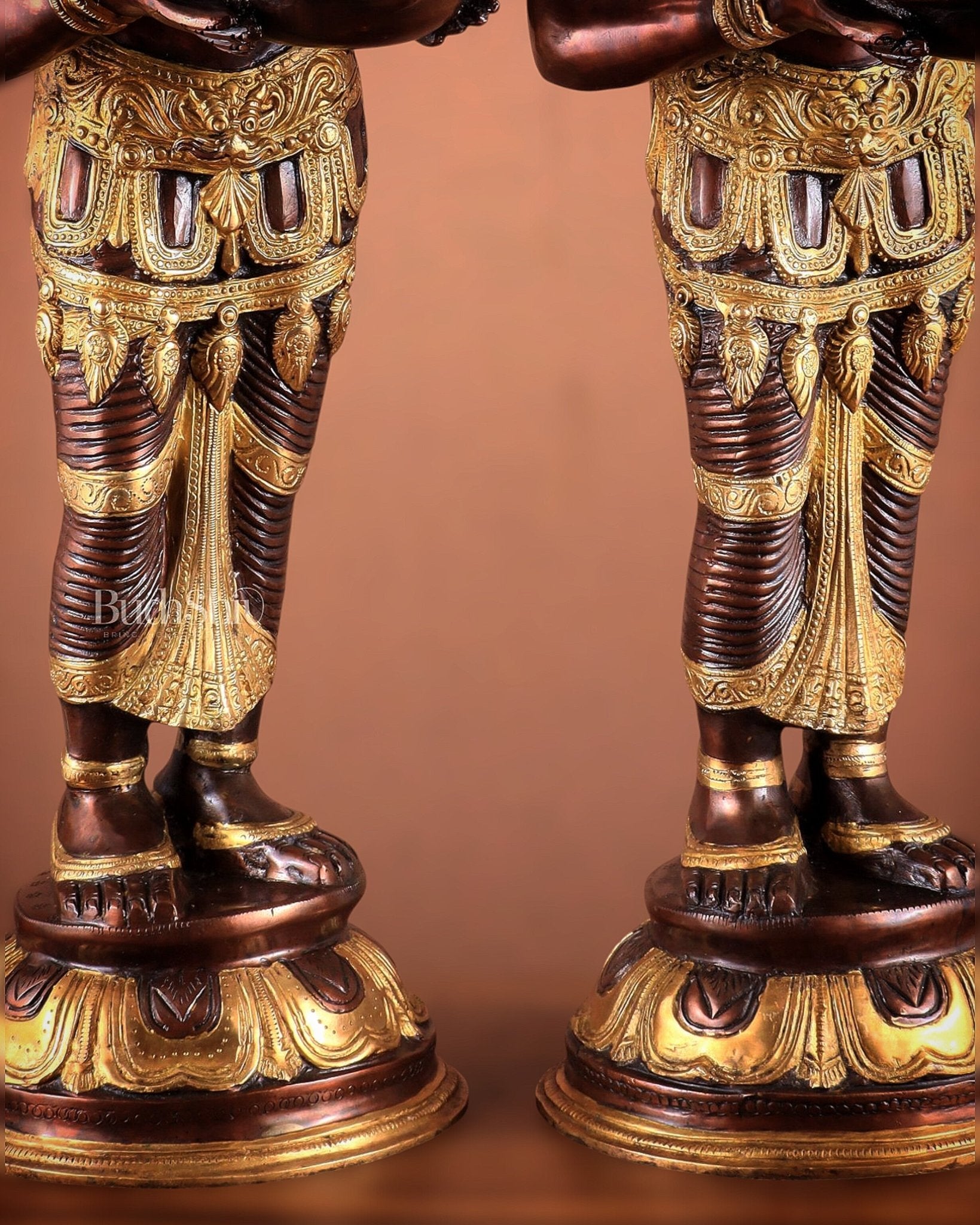 Pure Brass Deep Lady Pavaai Vilakku in dual - tone 32" - Budhshiv.com