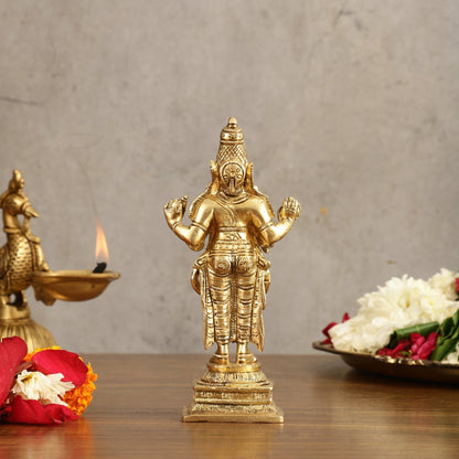 Pure Brass Dhanvantari God of Ancient Medicine Idol - 6.5 in Height - Budhshiv.com