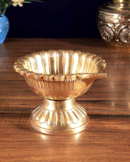 Pure Brass Diya with Large Bowl | Long Burning Time - Budhshiv.com