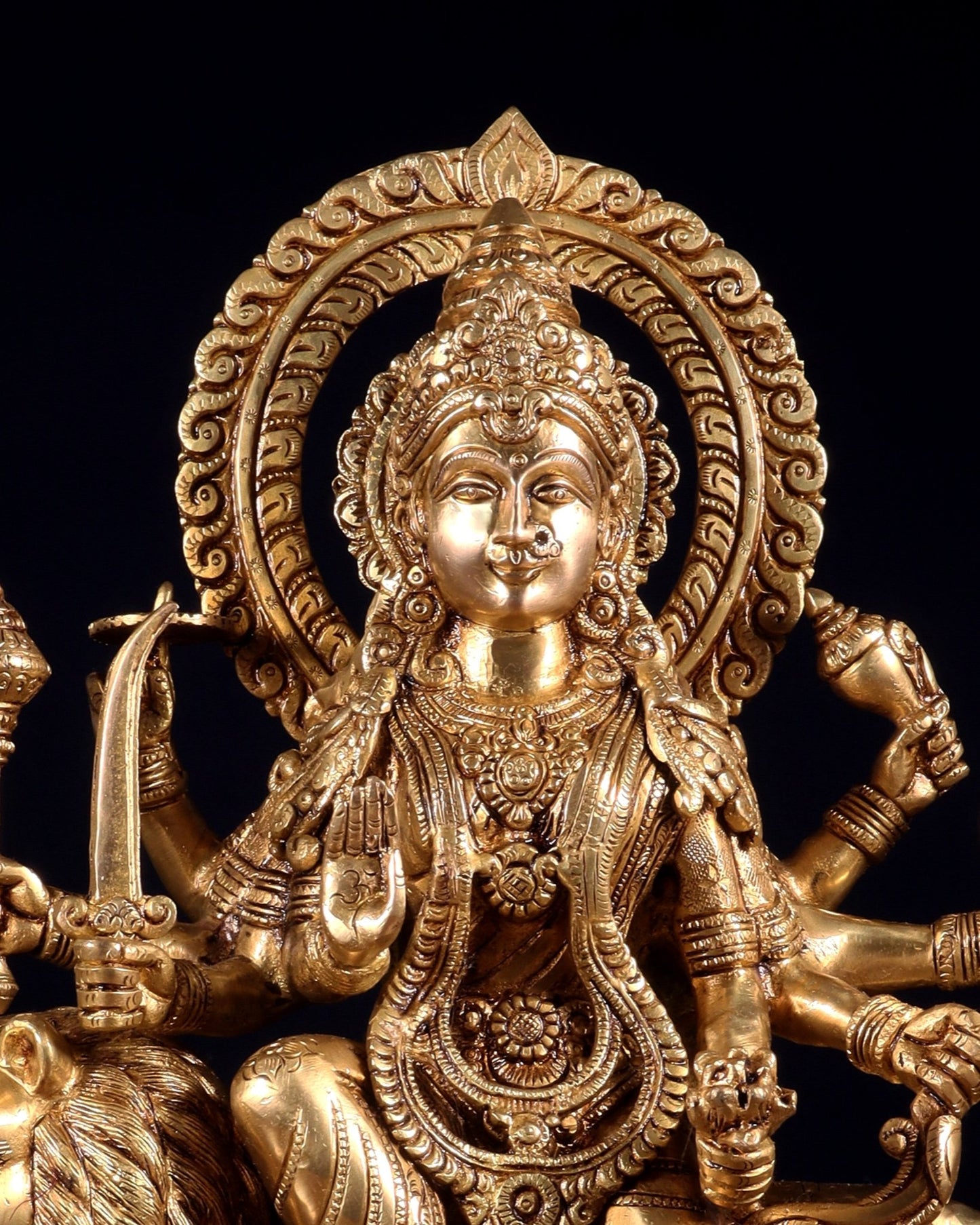 Pure Brass Durga ambe Mata on lion Idol 15 inch - Budhshiv.com