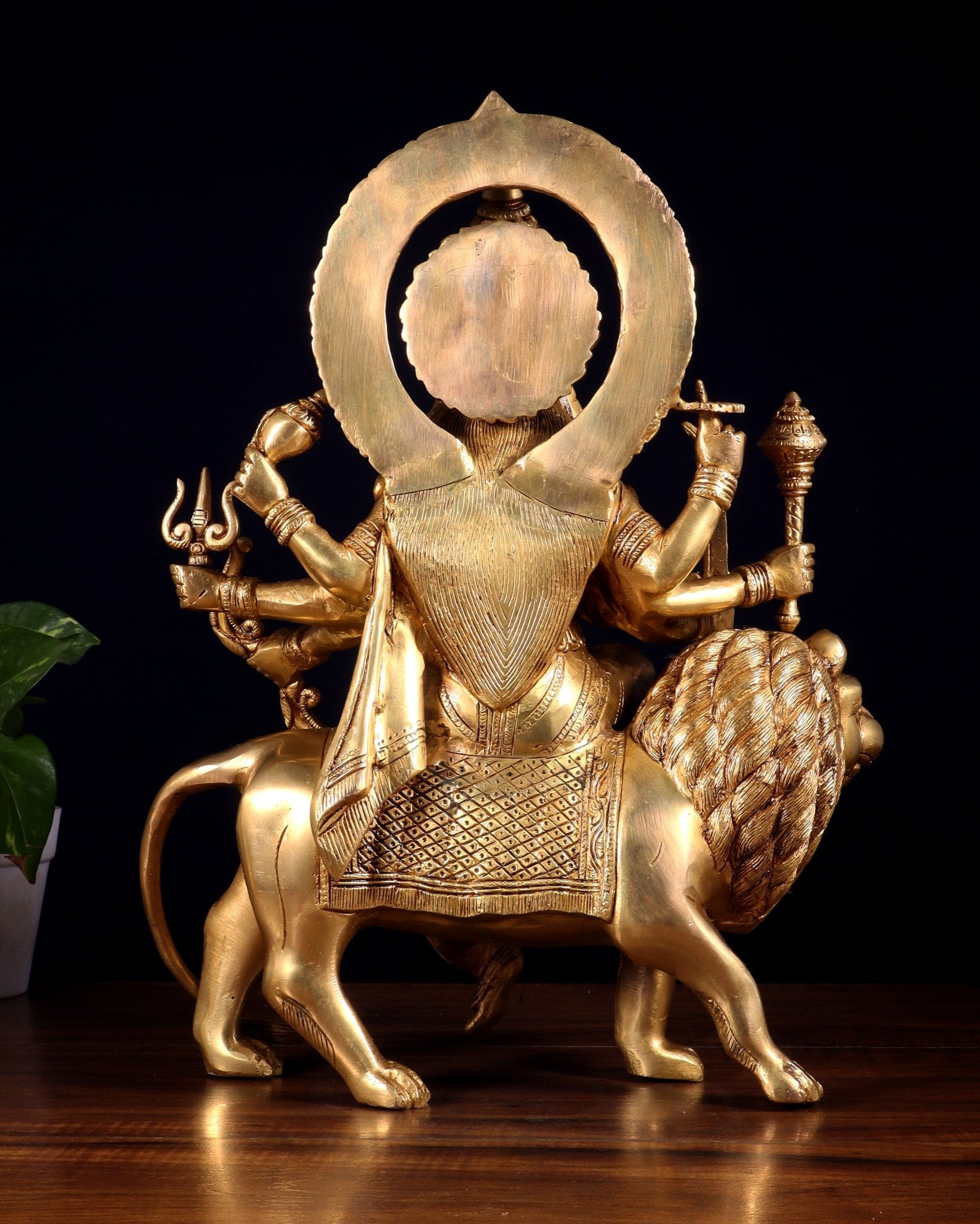 Pure Brass Durga ambe Mata on lion Idol 15 inch - Budhshiv.com