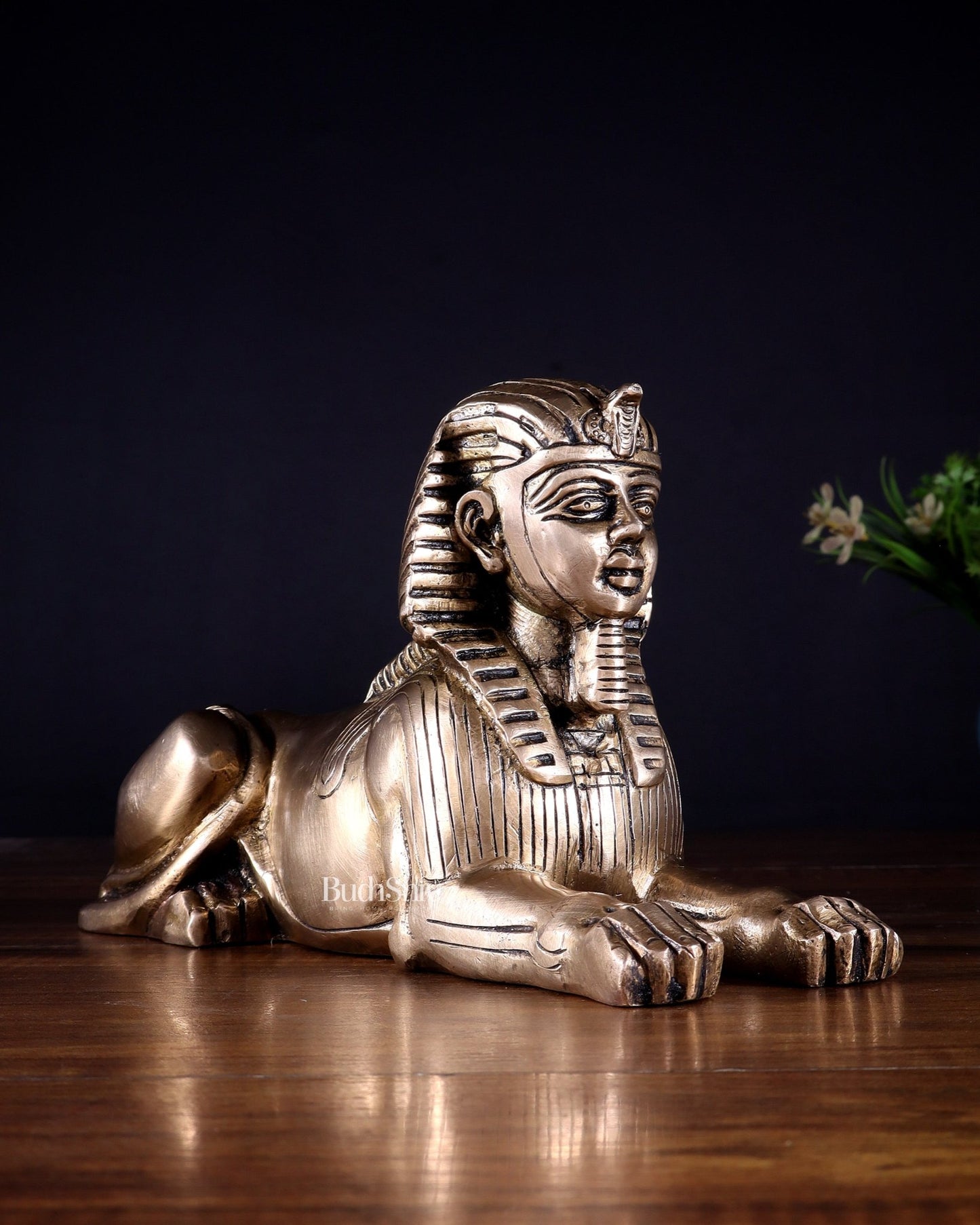 Pure Brass Egyptian Sphinx of Giza Statue – Handcrafted Decorative Piece 8" - Budhshiv.com
