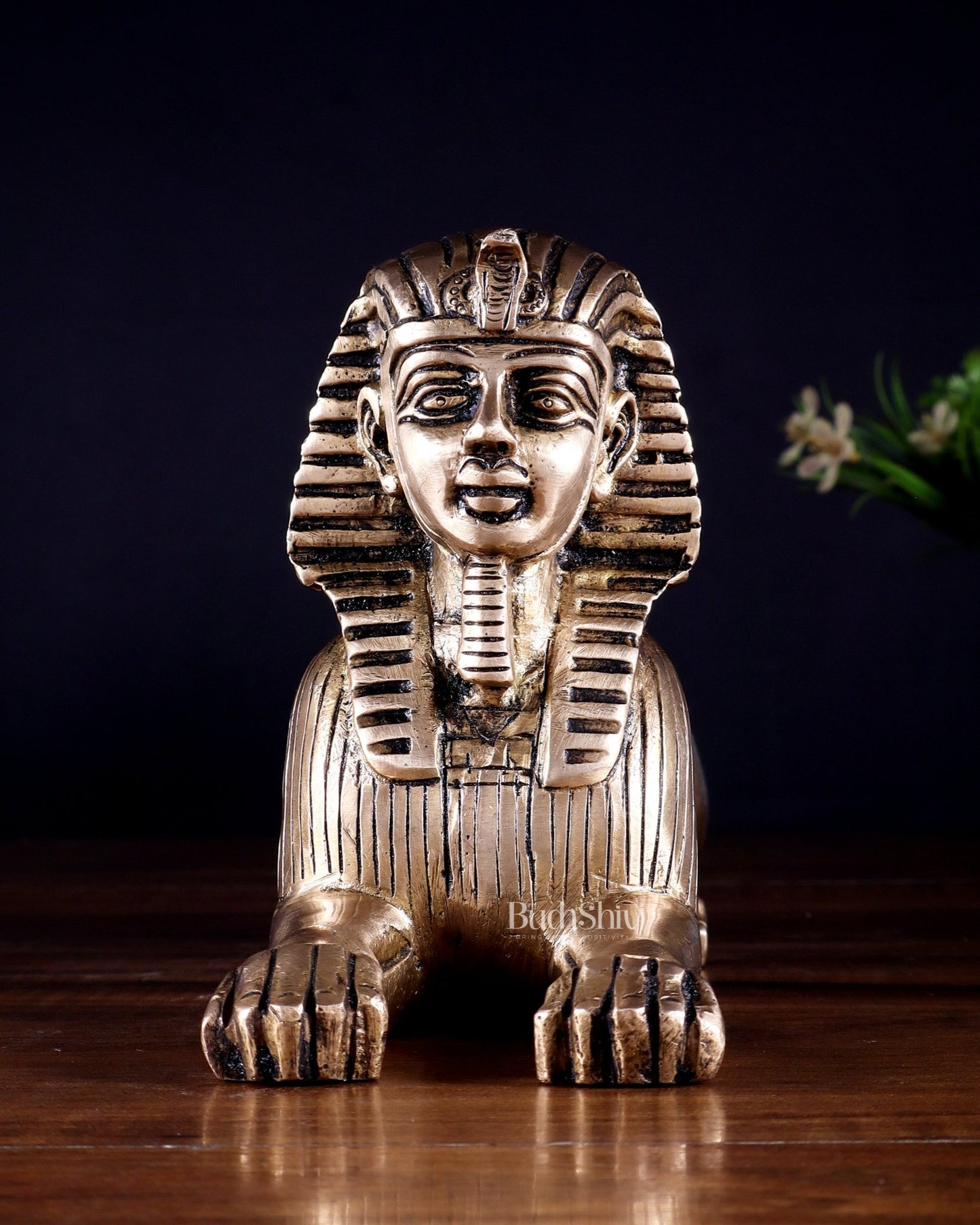 Pure Brass Egyptian Sphinx of Giza Statue – Handcrafted Decorative Piece 8" - Budhshiv.com