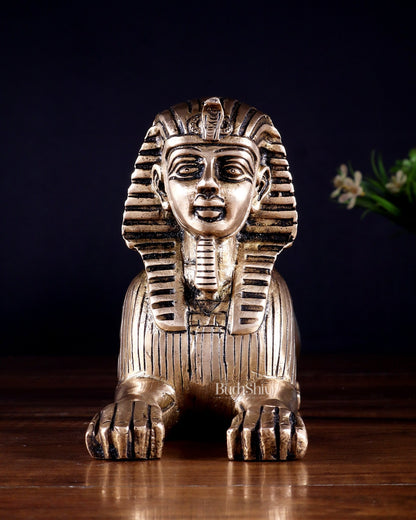 Pure Brass Egyptian Sphinx of Giza Statue – Handcrafted Decorative Piece 8" - Budhshiv.com