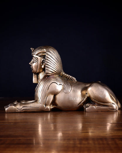 Pure Brass Egyptian Sphinx of Giza Statue – Handcrafted Decorative Piece 8" - Budhshiv.com