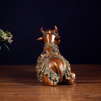 Pure Brass Engraved Nandi Statue – 10" Double chola - Budhshiv.com