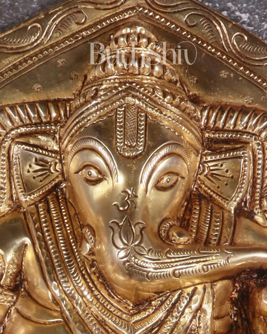 Pure Brass Full Body Lord Ganesha Wall Hanging – 10.5 Inch, 4.98 Kg - Budhshiv.com